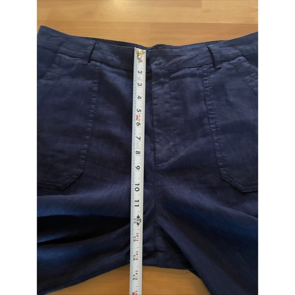 Kut from the Kloth Topaz High Waist Crop Wide Leg Linen Blend Pants Size 14 Blue - Picture 4 of 10